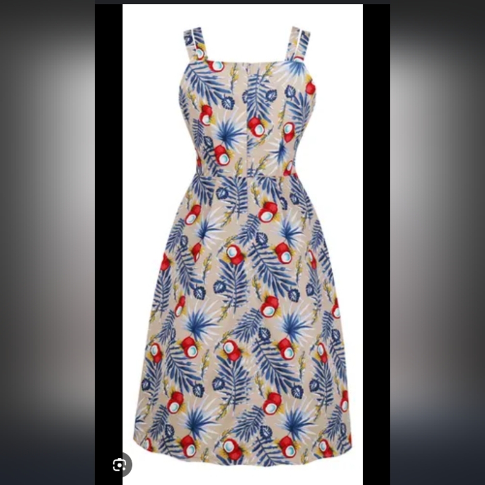 GYK.Floral Print Sleeveless Cotton Dresss Size XL.pit To Pit 19".New No Tag.